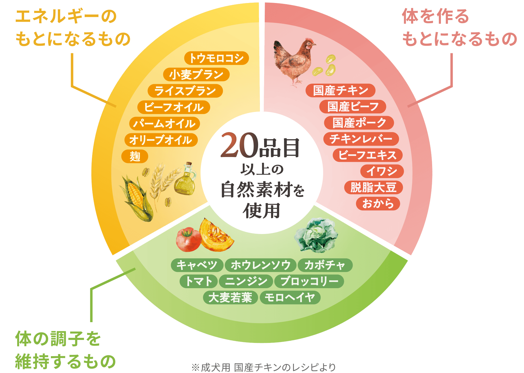 3色食品群 ※成犬用 国産チキンのレシピより