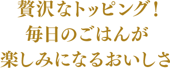 贅沢なトッピング！毎日のごはんが楽しみになるおいしさ
